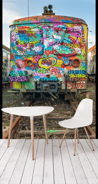 Picture of Heavy tagged abandoned train